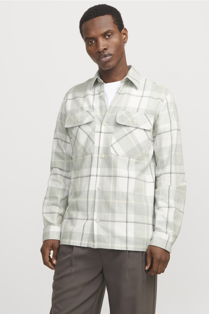 JPRCCRAYMOND SPRING CHECK OVERSHIRT 12274956 AQUA GRAY